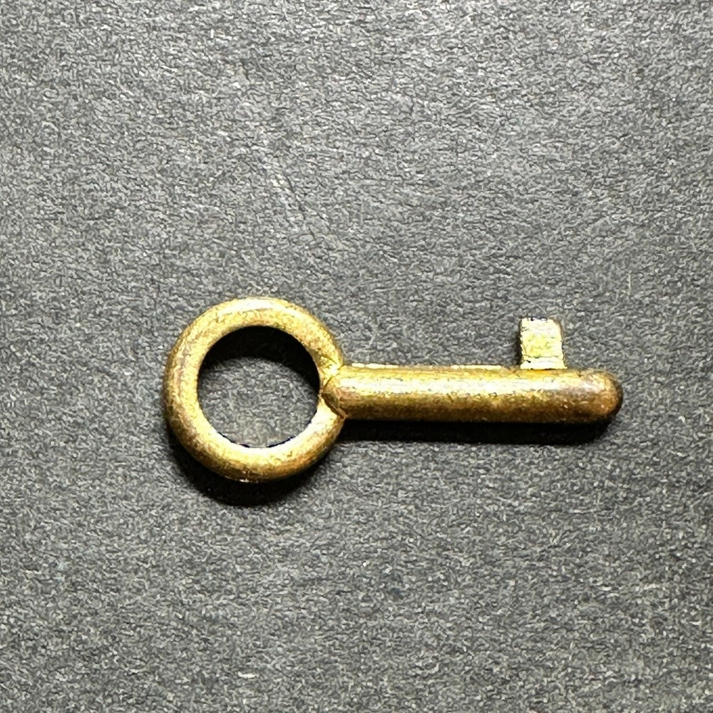 Vintage Brass Barrel Key Small Antique Furniture Jewelry Box Key Single Bit